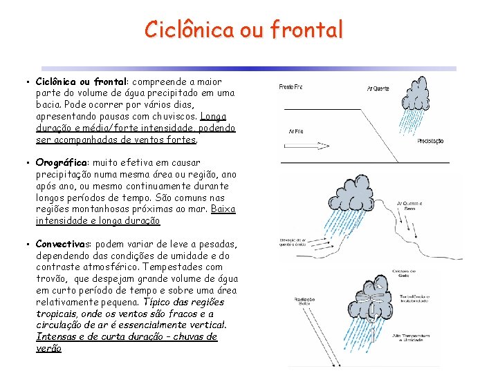 Ciclônica ou frontal • Ciclônica ou frontal: compreende a maior parte do volume de