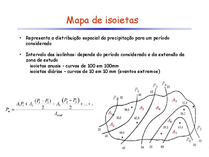 Mapa de isoietas • Representa a distribuição espacial da precipitação para um período considerado