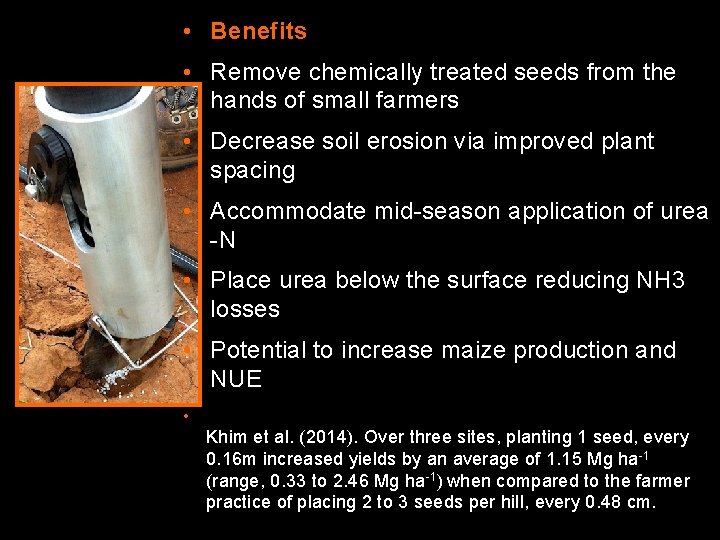  • Benefits • Remove chemically treated seeds from the hands of small farmers