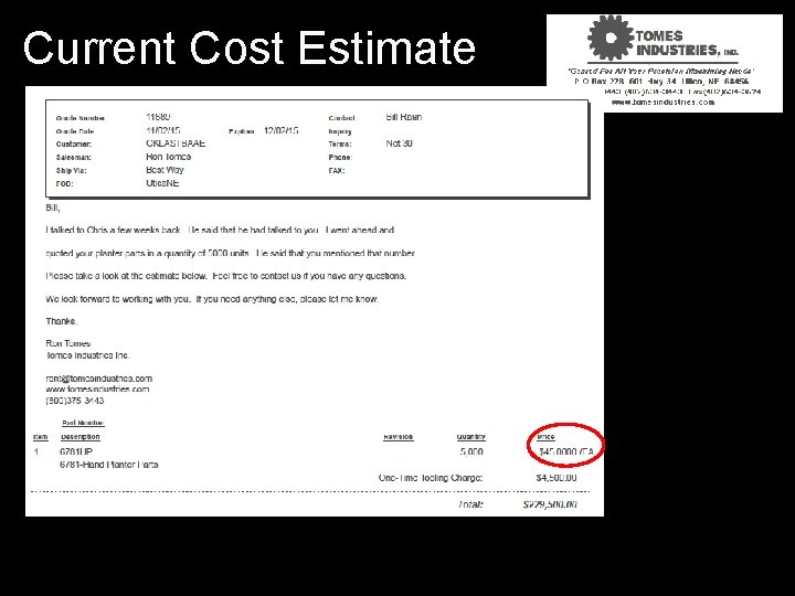 Current Cost Estimate 