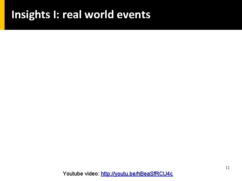 Insights I: real world events 11 Youtube video: http: //youtu. be/h. Bea. Sf. RCU