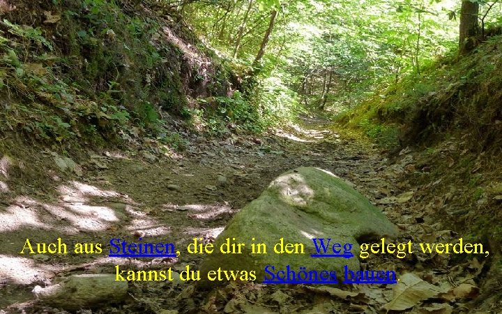 Auch aus Steinen, die dir in den Weg gelegt werden, kannst du etwas Schönes