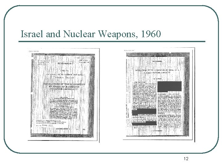 Israel and Nuclear Weapons, 1960 12 