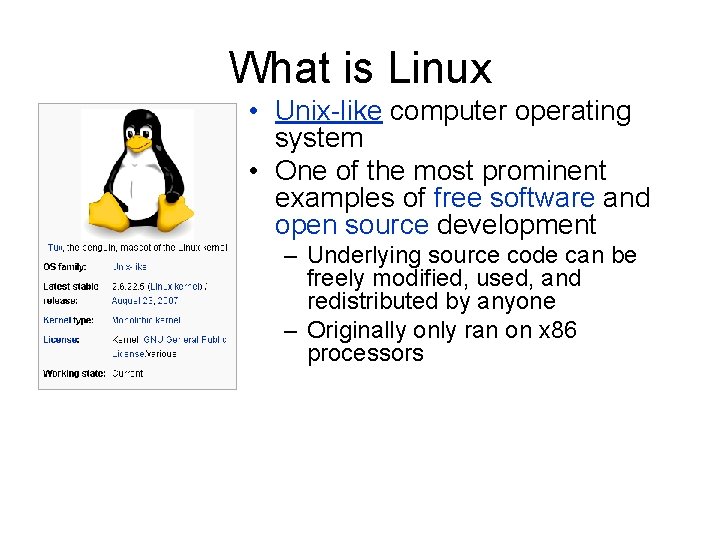 What is Linux • Unix-like computer operating system • One of the most prominent What is Linux • Unix-like computer operating system • One of the most prominent