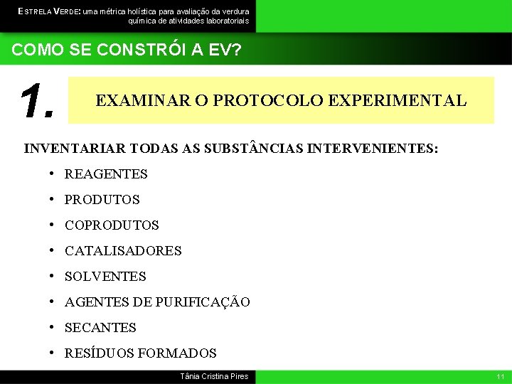 ESTRELA VERDE: uma métrica holística para avaliação da verdura química de atividades laboratoriais COMO