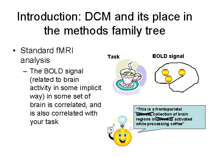 Introduction: DCM and its place in the methods family tree • Standard f. MRI