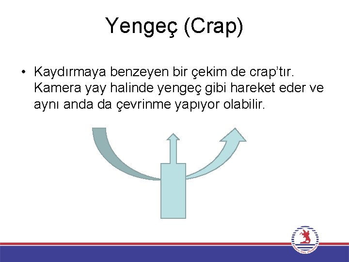 Yengeç (Crap) • Kaydırmaya benzeyen bir çekim de crap’tır. Kamera yay halinde yengeç gibi