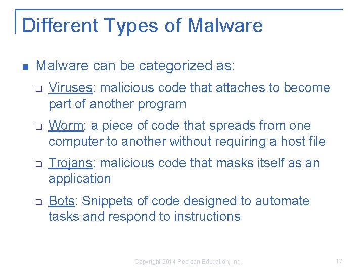 Different Types of Malware can be categorized as: q q Viruses: malicious code that Different Types of Malware can be categorized as: q q Viruses: malicious code that