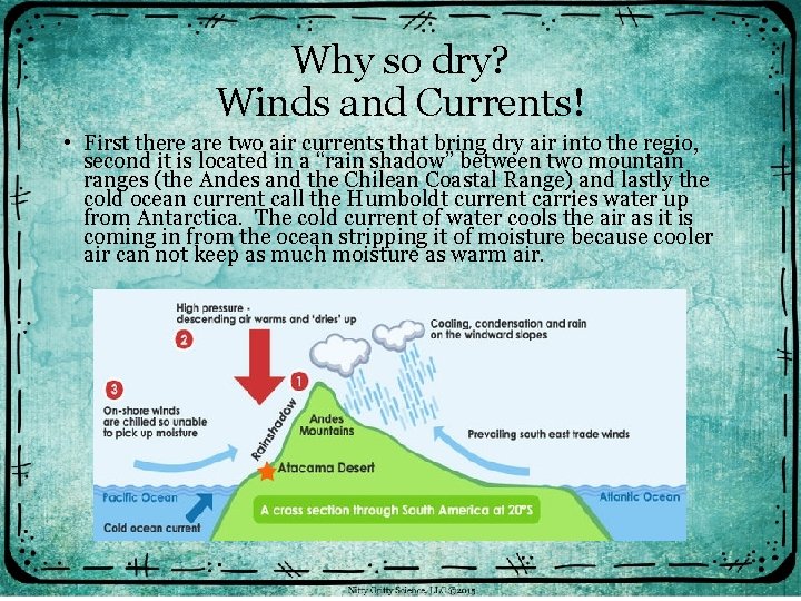 Why so dry? Winds and Currents! • First there are two air currents that