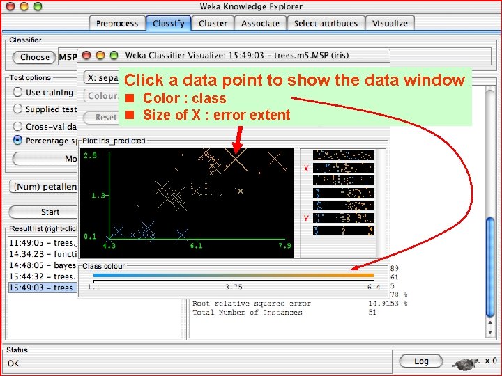Click a data point to show the data window n Color : class n