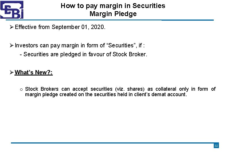 How to pay margin in Securities Margin Pledge Effective from September 01, 2020. Investors