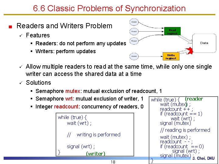 6. 6 Classic Problems of Synchronization Readers and Writers Problem ü Read request Features