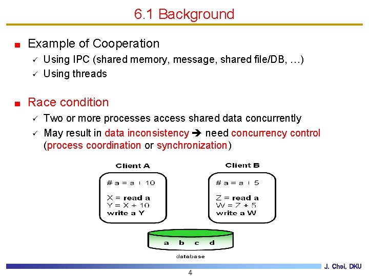 6. 1 Background Example of Cooperation ü ü Using IPC (shared memory, message, shared