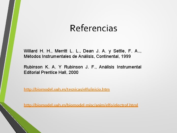 Referencias Willard H. H. , Merritt L. L. , Dean J. A. y Settle,