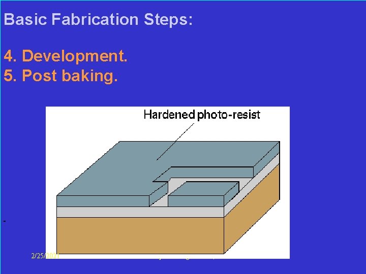  Basic Fabrication Steps: 4. Development. 5. Post baking. 2/25/2021 Layout-design Lect-8, 