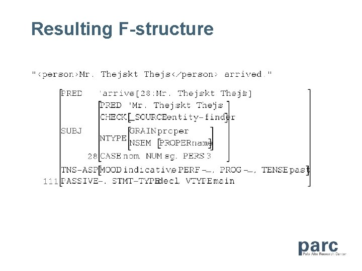 Resulting F-structure 