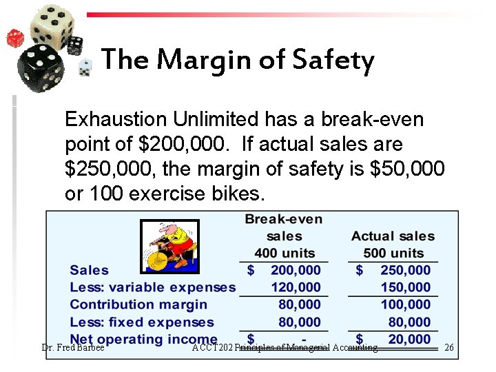The Margin of Safety Exhaustion Unlimited has a break-even point of $200, 000. If