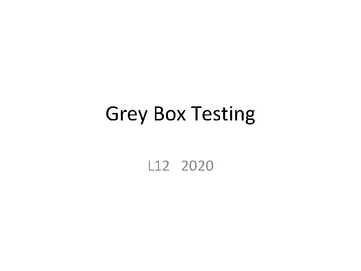 Grey Box Testing L 12 2020 