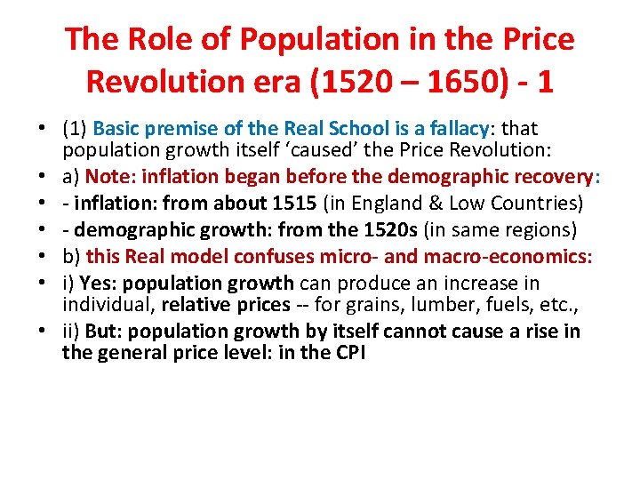 The Role of Population in the Price Revolution era (1520 – 1650) - 1