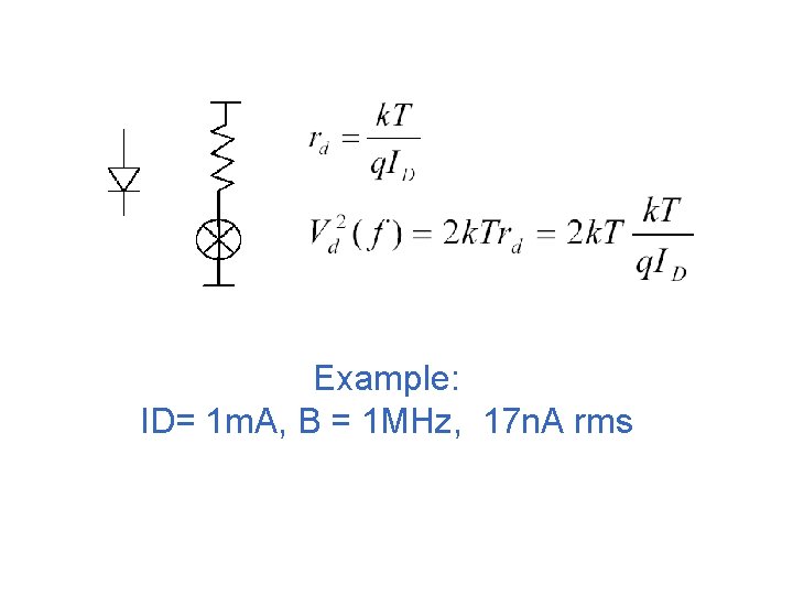 Example: ID= 1 m. A, B = 1 MHz, 17 n. A rms 