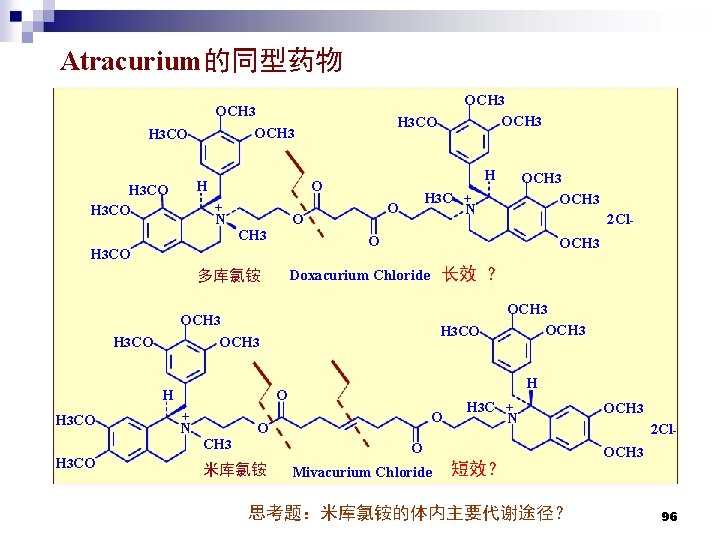 Atracurium的同型药物 OCH 3 H 3 CO N CH 3 H 3 C + N