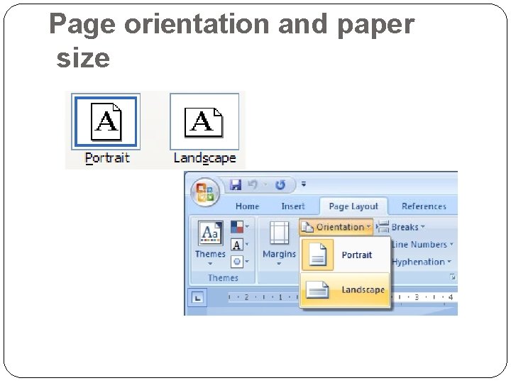 Page orientation and paper size 