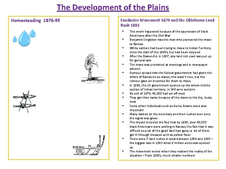 The Development of the Plains Homesteading 1876 -95 Exoduster Movement 1879 and the Oklahoma