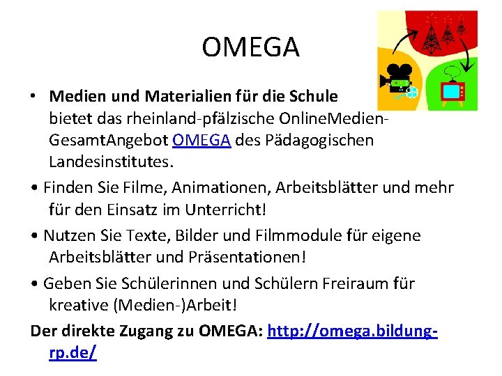 OMEGA • Medien und Materialien für die Schule bietet das rheinland-pfälzische Online. Medien. Gesamt. OMEGA • Medien und Materialien für die Schule bietet das rheinland-pfälzische Online. Medien. Gesamt.