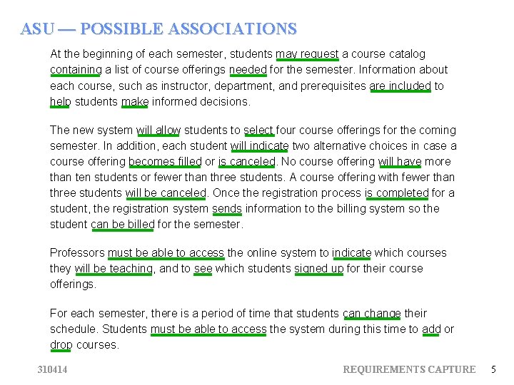 ASU — POSSIBLE ASSOCIATIONS At the beginning of each semester, students may request a ASU — POSSIBLE ASSOCIATIONS At the beginning of each semester, students may request a