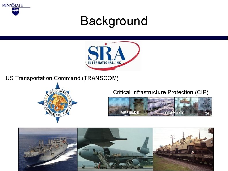 Background US Transportation Command (TRANSCOM) Critical Infrastructure Protection (CIP) 