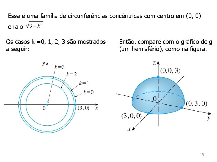 Essa é uma família de circunferências concêntricas com centro em (0, 0) e raio