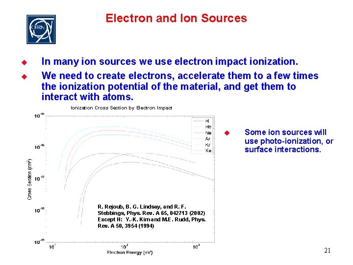 Electron and Ion Sources u u In many ion sources we use electron impact