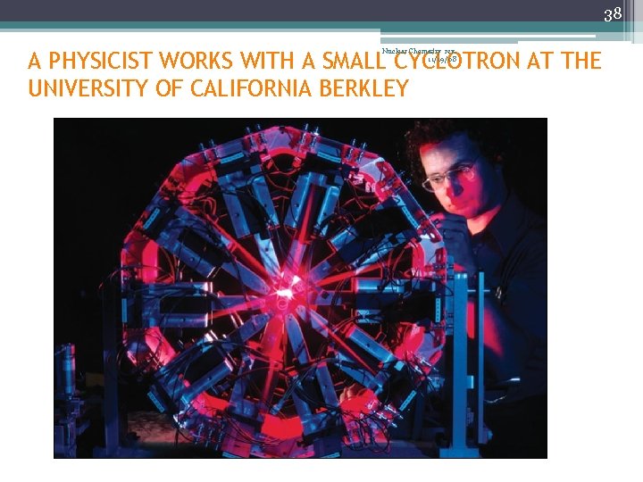 38 Nuclear Chemistry rev. 11/19/08 A PHYSICIST WORKS WITH A SMALL CYCLOTRON AT THE