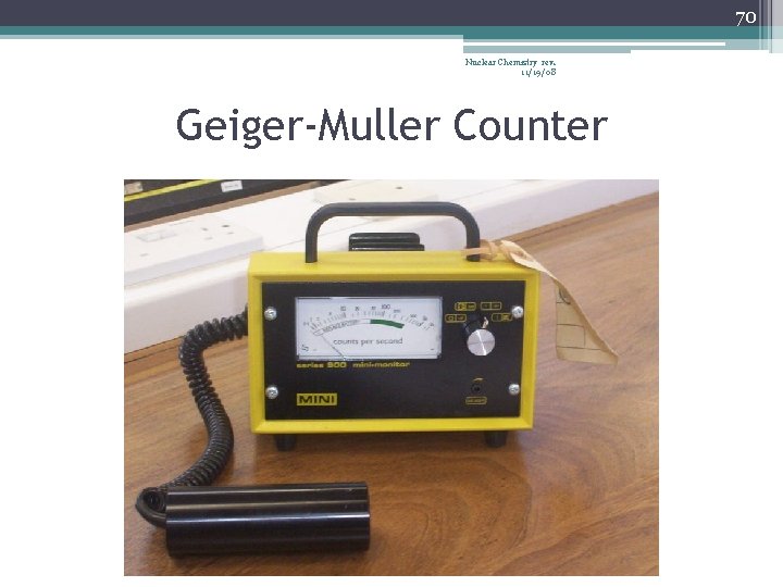 70 Nuclear Chemistry rev. 11/19/08 Geiger-Muller Counter 