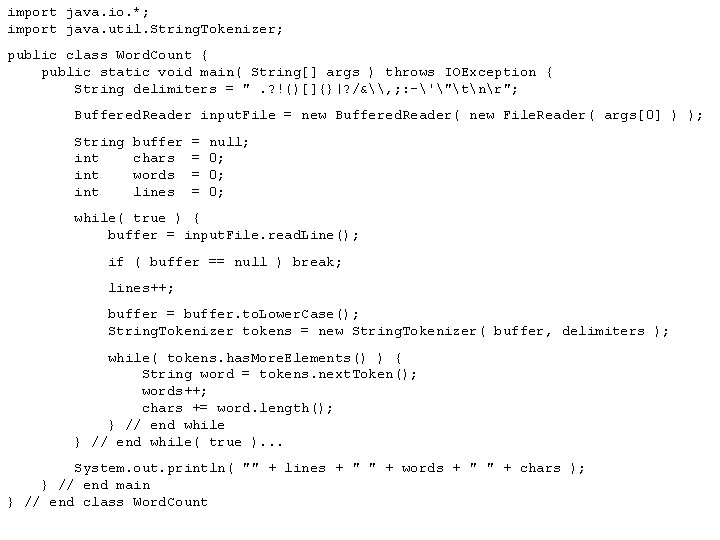 import java. io. *; import java. util. String. Tokenizer; public class Word. Count {