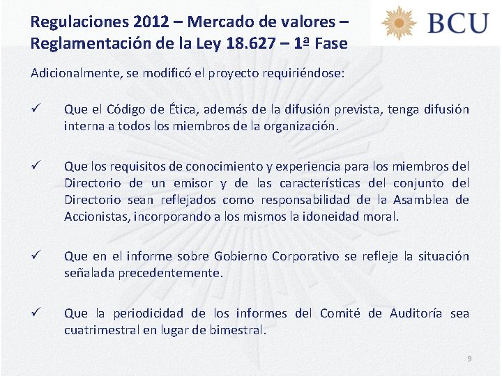 Regulaciones 2012 – Mercado de valores – Reglamentación de la Ley 18. 627 –