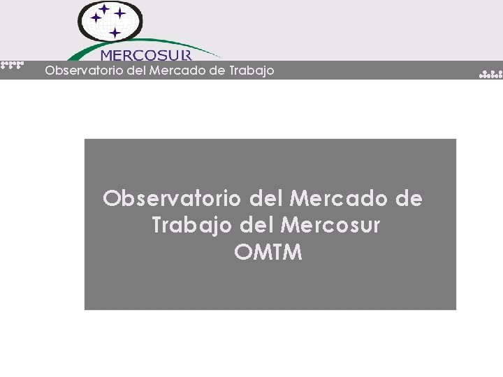 Observatorio del Mercado de Trabajo del Mercosur OMTM 