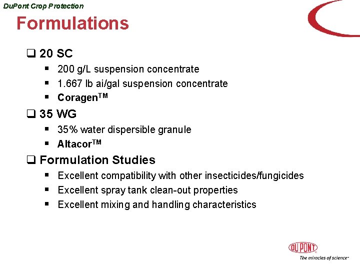 Du. Pont Crop Protection Formulations q 20 SC § 200 g/L suspension concentrate §