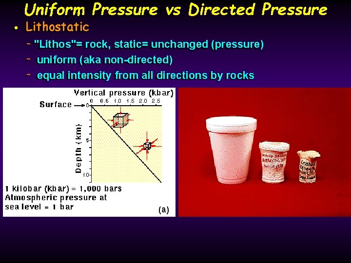 Uniform Pressure vs Directed Pressure Uniform Pressure Lithostatic • • Lithostatic -- "Lithos"= rock,