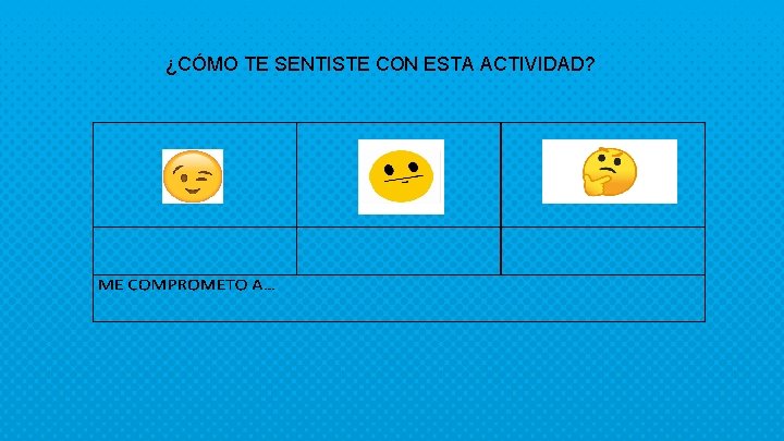 ¿CÓMO TE SENTISTE CON ESTA ACTIVIDAD? 