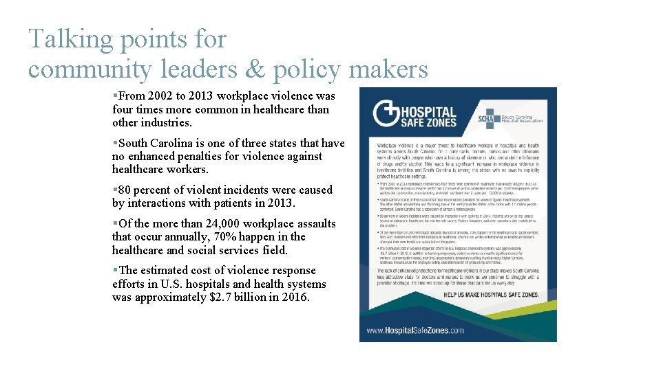 Talking points for community leaders & policy makers §From 2002 to 2013 workplace violence