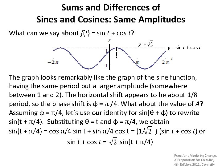 Sums and Differences of Sines and Cosines: Same Amplitudes What can we say about Sums and Differences of Sines and Cosines: Same Amplitudes What can we say about