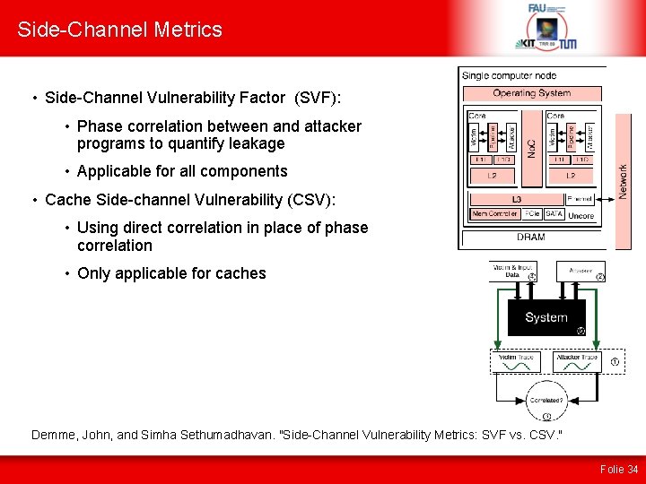 Side-Channel Metrics • Side-Channel Vulnerability Factor (SVF): • Phase correlation between and attacker programs