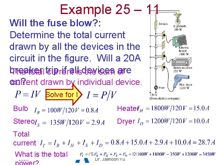 Example 25 – 11 Will the fuse blow? : Determine the total current drawn