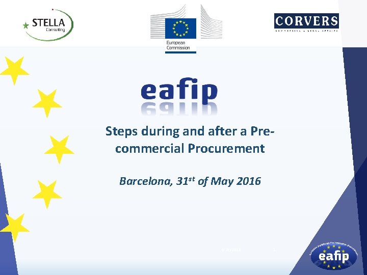 Steps during and after a Precommercial Procurement Barcelona, 31 st of May 2016 4/29/2016