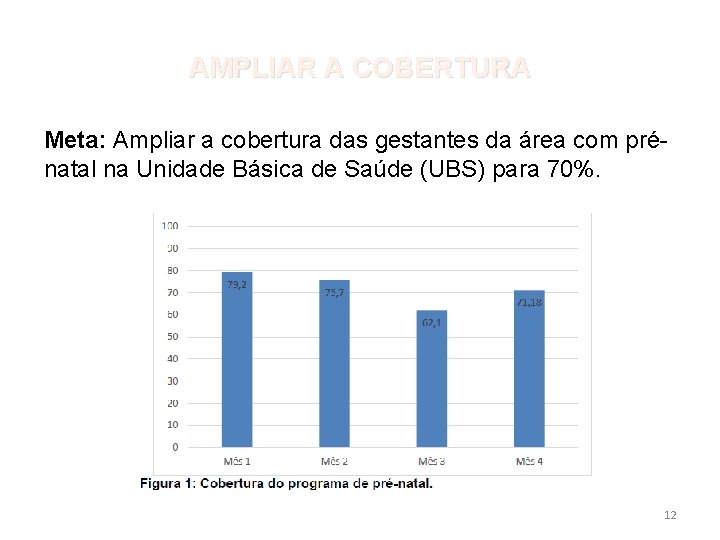 AMPLIAR A COBERTURA Meta: Ampliar a cobertura das gestantes da área com prénatal na