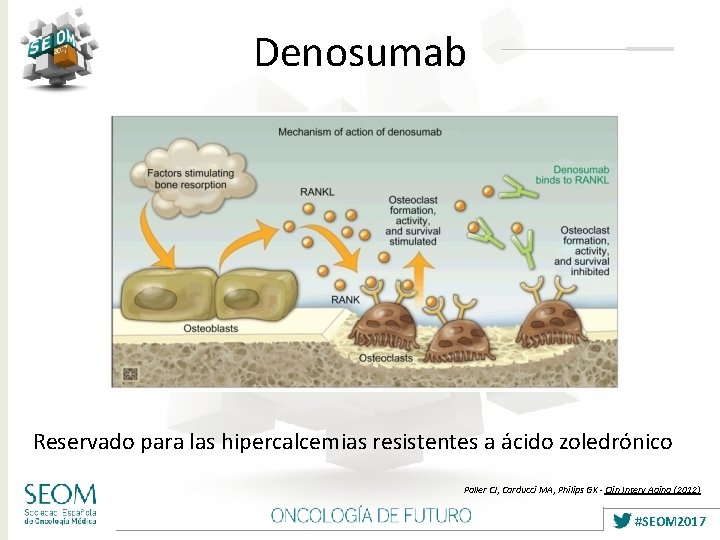 Denosumab Reservado para las hipercalcemias resistentes a ácido zoledrónico Paller CJ, Carducci MA, Philips