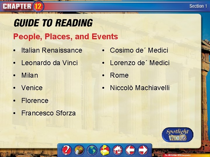 People, Places, and Events • Italian Renaissance • Cosimo de´ Medici • Leonardo da