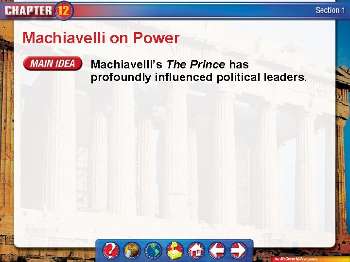 Machiavelli on Power Machiavelli’s The Prince has profoundly influenced political leaders. 