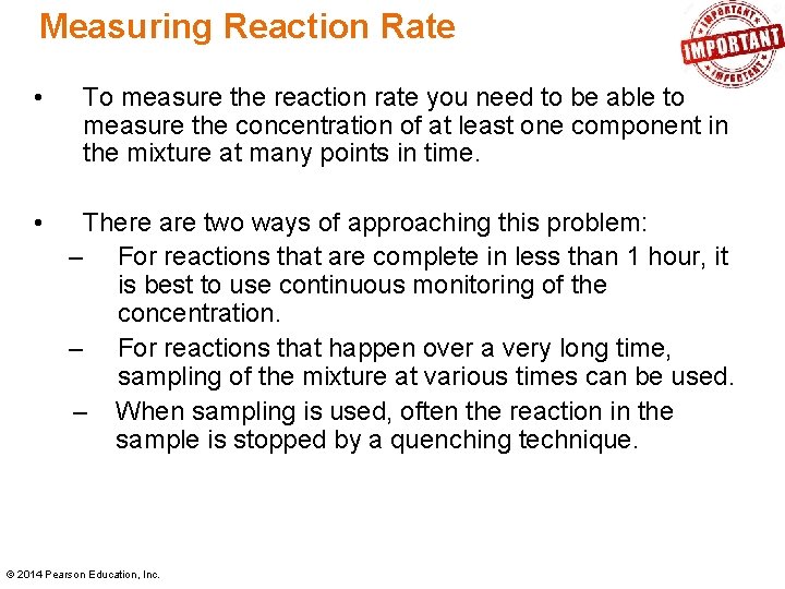 Measuring Reaction Rate • To measure the reaction rate you need to be able Measuring Reaction Rate • To measure the reaction rate you need to be able
